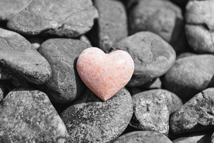 a heart among rocks