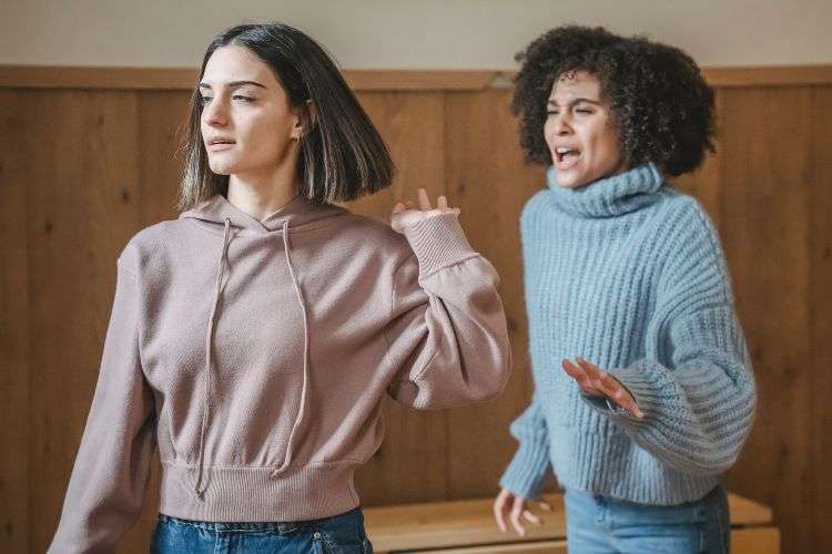 Woman arguing and not responding to conflict as a Christian should